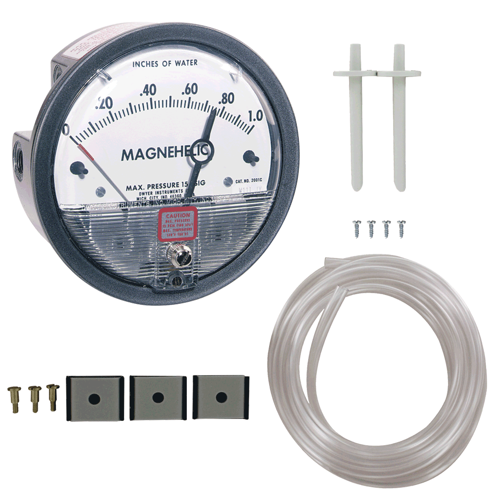 Dwyer 2010 Magnehelic® Differential Pressure Gage with Mounting Kit